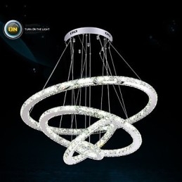 Moderne pendellampe med klar krystal loftslysekrone med D100CM+D80CM+D60CM+D40CM