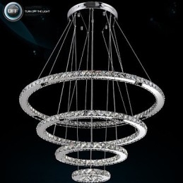 Moderne pendellampe med klar krystal loftslysekrone med D100CM+D80CM+D60CM+D40CM