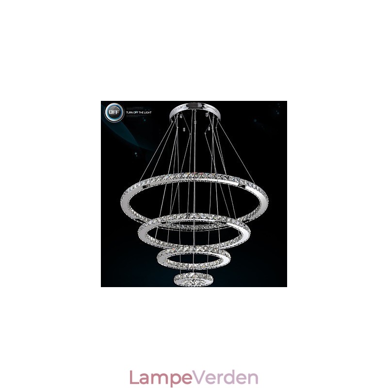 Moderne pendellampe med klar krystal loftslysekrone med D100CM+D80CM+D60CM+D40CM