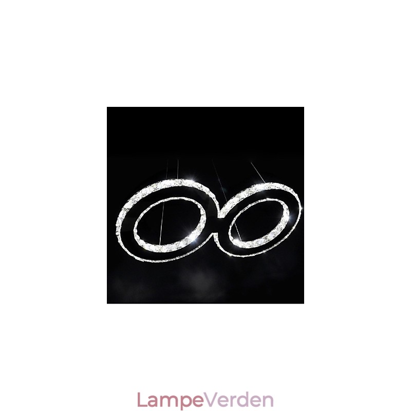Moderne pendellampe i krommetal i krystal