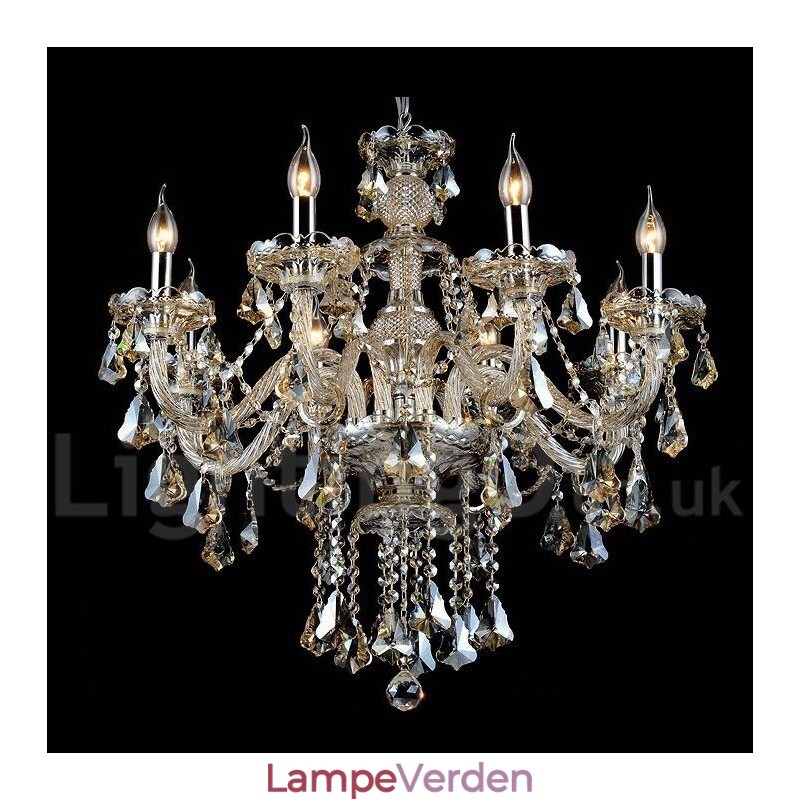 Retro Cognac farve K9 krystal moderne lysekrone med 8 lys