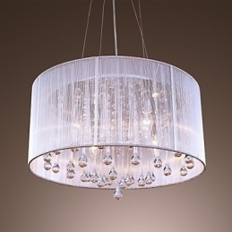 Moderne moderne trommekrystal galvaniseret metal pendellampe