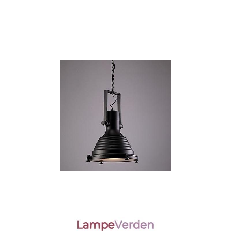 Sort retro jern pendel og glasskærm butik