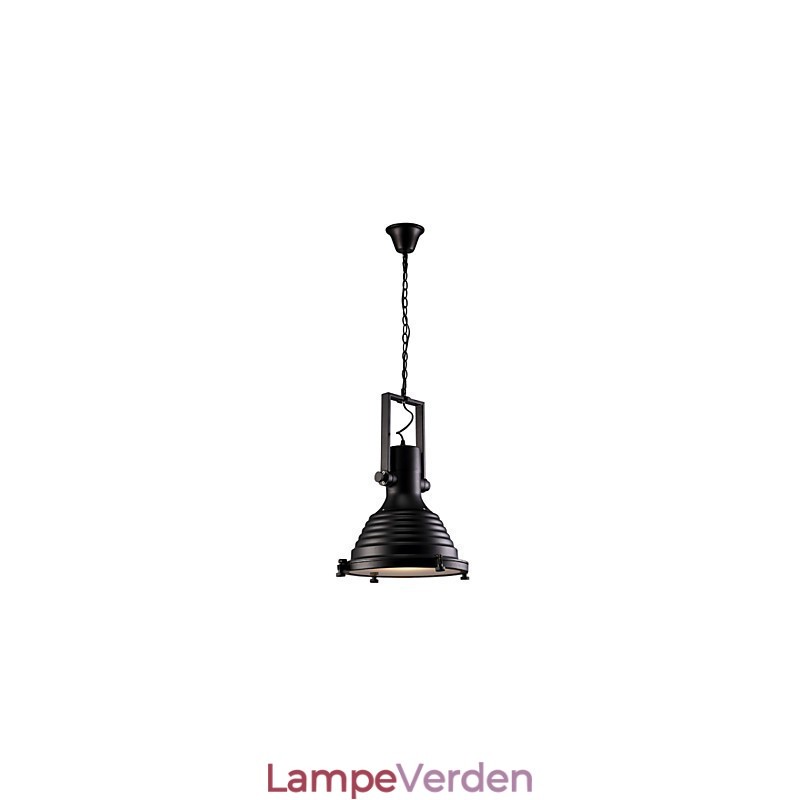 Sort retro jern pendel og glasskærm butik