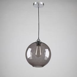 Moderne glaspendel i Round Smoke Grey Bubble Design
