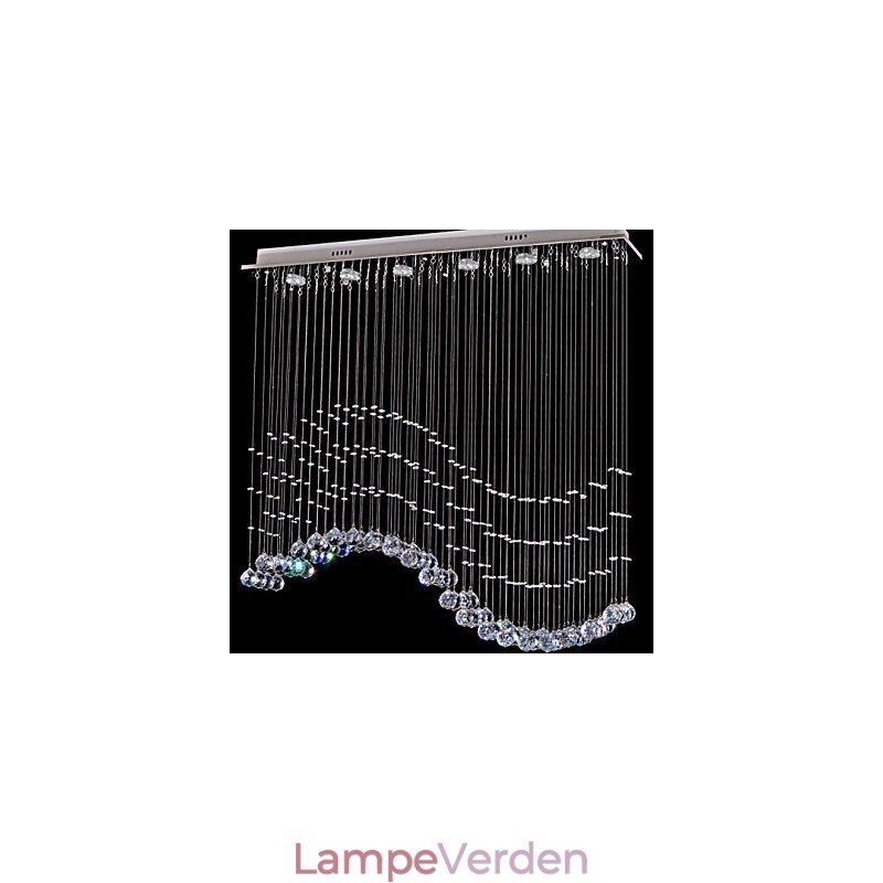 Pendel 6 lys Moderne Sølv Canpoy Transparent Crystal Waves Loftsbelysningsarmaturer