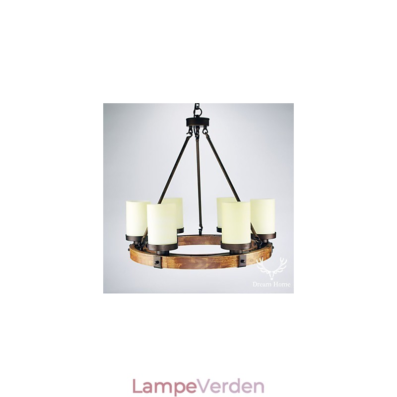 Vintage gammel træ lysekrone i træ