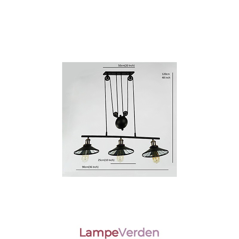 Pendellamper Vintage 3 lys ST64 pærer inkluderet op og ned system