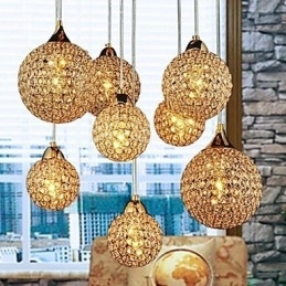 Moderne moderne Globe Crystal galvaniseret metal pendellampe