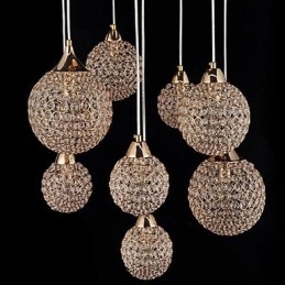 Moderne moderne Globe Crystal galvaniseret metal pendellampe