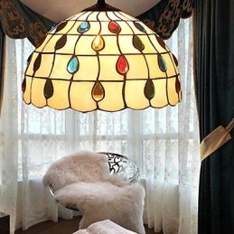 Europæisk landdistrikt kreativ kunst farvet glas lysekrone restaurering af gamle måder lampe lys