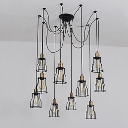 Vintage Edison Multiple Justerbar DIY Loftlampe Lys Pendel Belysning Lysekrone Moderne Chic Industriel Spisestue