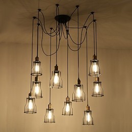 Vintage Edison Multiple Justerbar DIY Loftlampe Lys Pendel Belysning Lysekrone Moderne Chic Industriel Spisestue