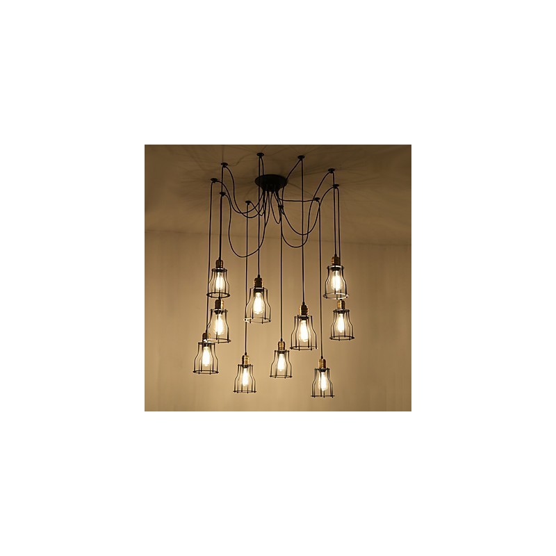 Vintage Edison Multiple Justerbar DIY Loftlampe Lys Pendel Belysning Lysekrone Moderne Chic Industriel Spisestue