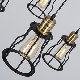 Vintage Edison Multiple Justerbar DIY Loftlampe Lys Pendel Belysning Lysekrone Moderne Chic Industriel Spisestue