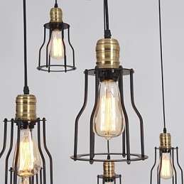 Vintage Edison Multiple Justerbar DIY Loftlampe Lys Pendel Belysning Lysekrone Moderne Chic Industriel Spisestue
