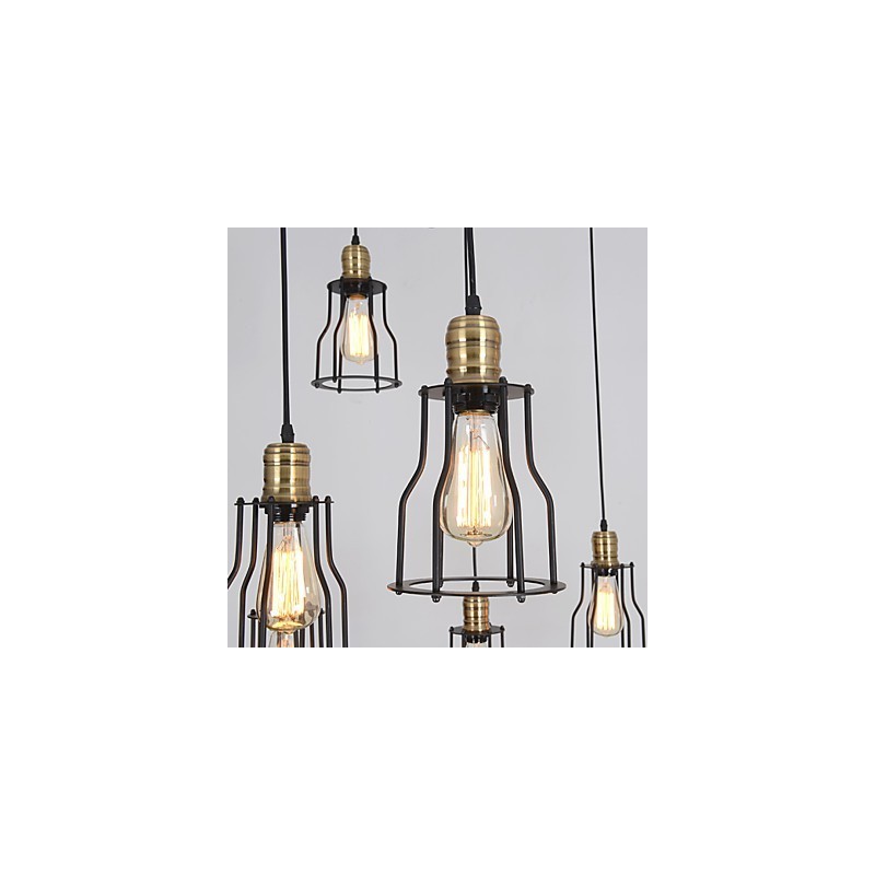 Vintage Edison Multiple Justerbar DIY Loftlampe Lys Pendel Belysning Lysekrone Moderne Chic Industriel Spisestue