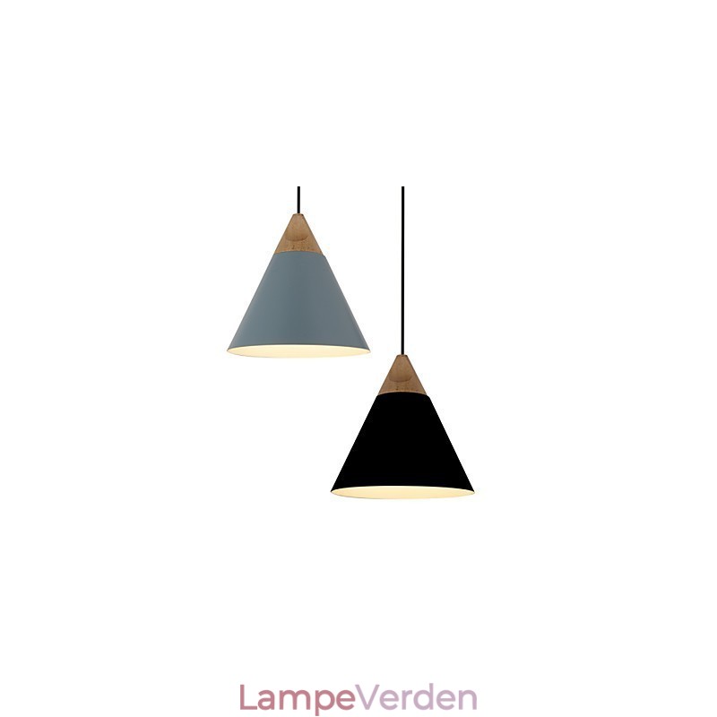 Mini kunstnerisk kegle pendellampe 1 lys Mordern Enkelhed Finish Sort Hvid Støvet Blå Aluminium & Træ Droplight