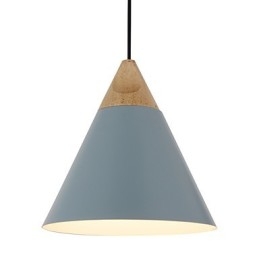 Mini kunstnerisk kegle pendellampe 1 lys Mordern Enkelhed Finish Sort Hvid Støvet Blå Aluminium & Træ Droplight