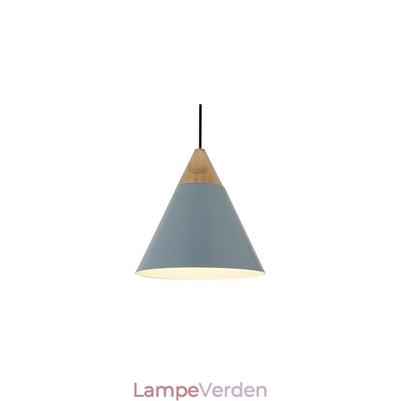 Mini kunstnerisk kegle pendellampe 1 lys Mordern Enkelhed Finish Sort Hvid Støvet Blå Aluminium & Træ Droplight