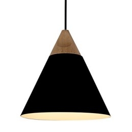 Mini kunstnerisk kegle pendellampe 1 lys Mordern Enkelhed Finish Sort Hvid Støvet Blå Aluminium & Træ Droplight