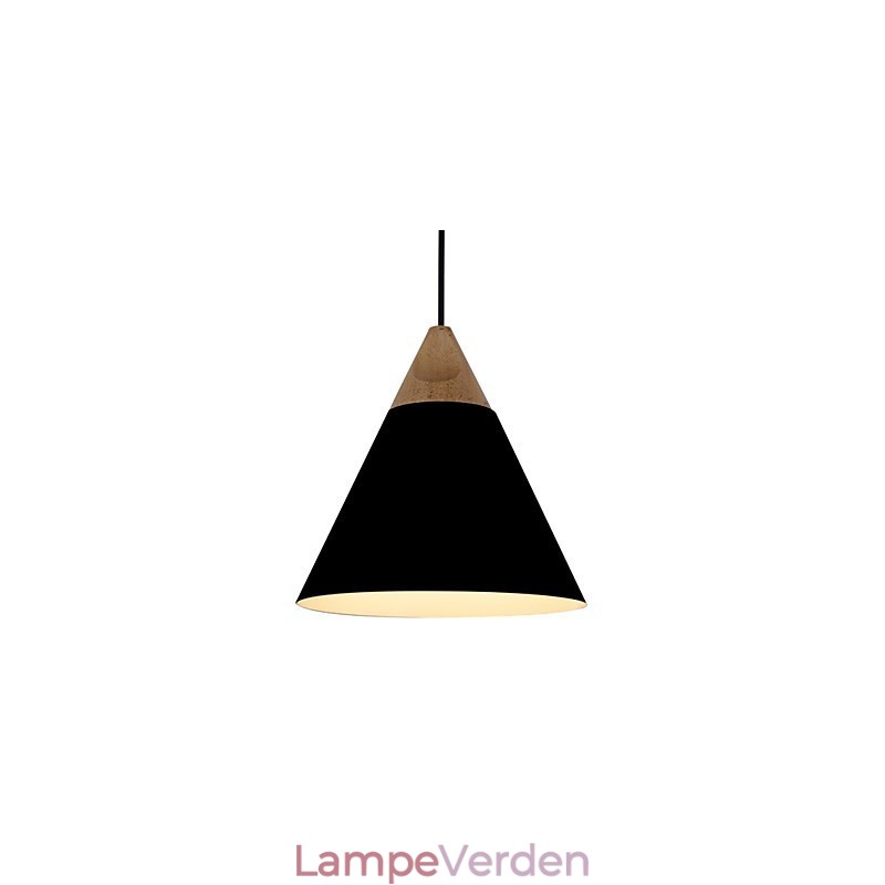 Mini kunstnerisk kegle pendellampe 1 lys Mordern Enkelhed Finish Sort Hvid Støvet Blå Aluminium & Træ Droplight