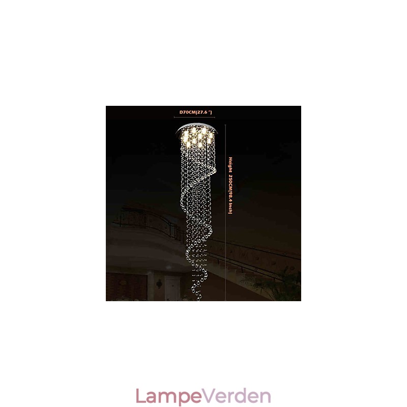 Moderne krystal pendant lys lysekrone belysningslampe armaturer med enkelt spiral D70CM H250CM