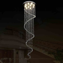 Moderne krystal pendant lys lysekrone belysningslampe armaturer med enkelt spiral D70CM H250CM