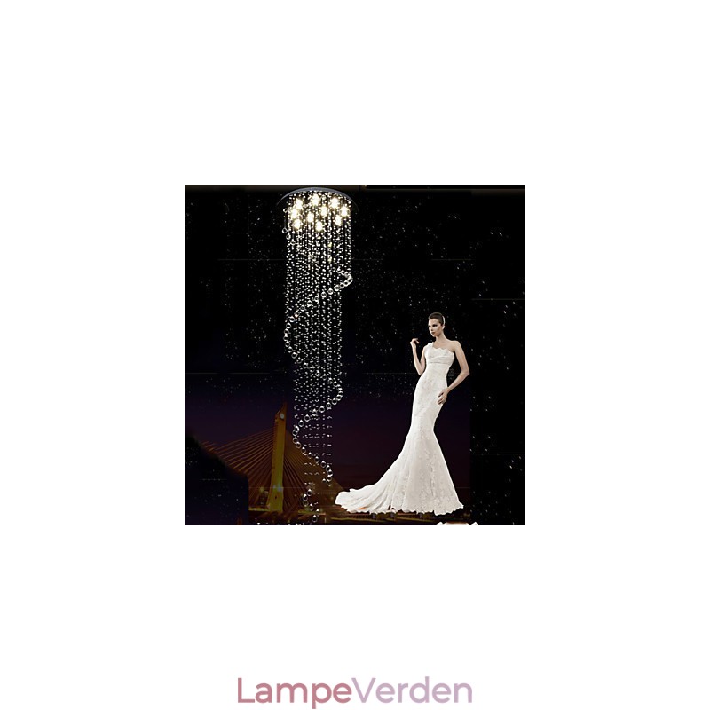 Moderne krystal pendant lys lysekrone belysningslampe armaturer med enkelt spiral D70CM H250CM