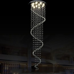 Moderne krystal pendant lys lysekrone belysningslampe armaturer med enkelt spiral D70CM H250CM