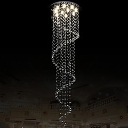 Moderne krystal pendant lys lysekrone belysningslampe armaturer med enkelt spiral D70CM H250CM