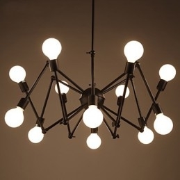 American Loft Black Lights Iron Spider lysekrone med 12 hoveder