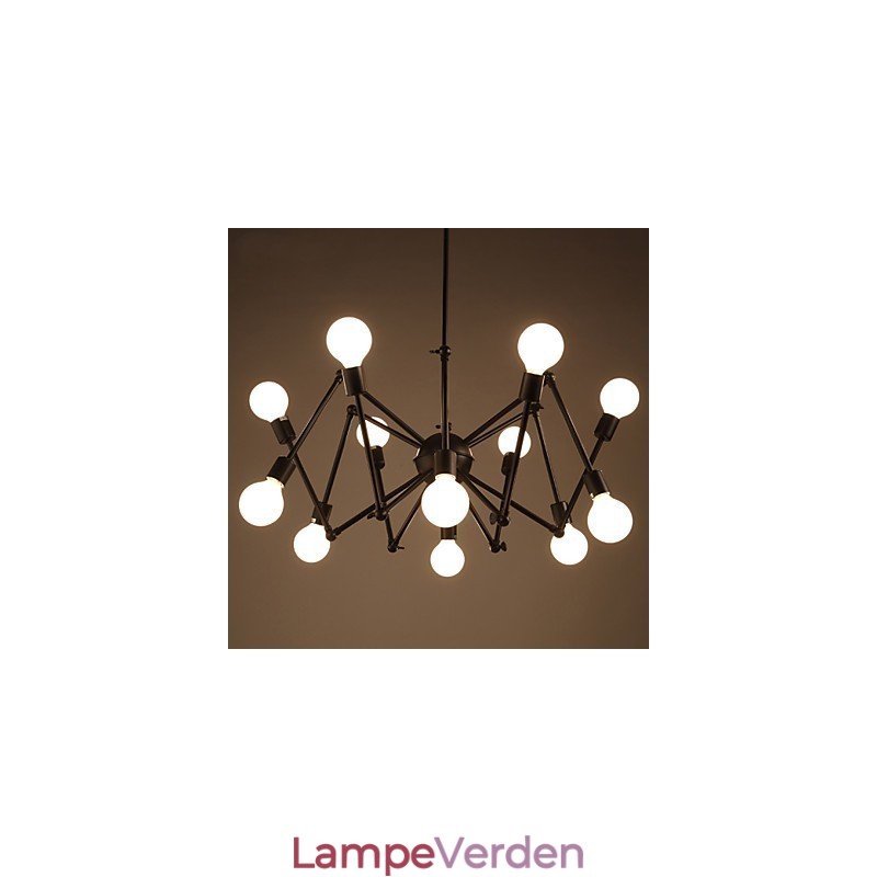 American Loft Black Lights Iron Spider lysekrone med 12 hoveder