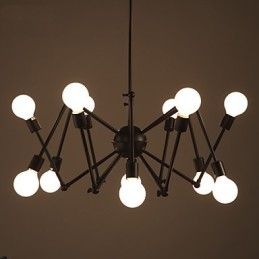 American Loft Black Lights Iron Spider lysekrone med 12 hoveder