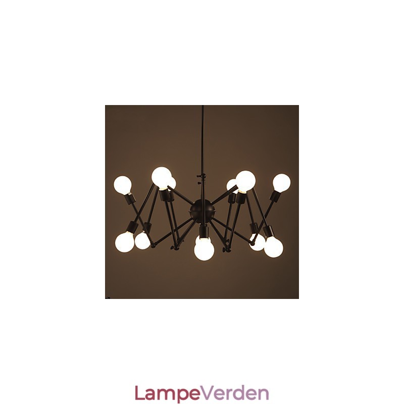 American Loft Black Lights Iron Spider lysekrone med 12 hoveder