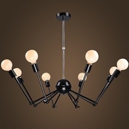 American Loft Black Lights Iron Spider lysekrone med 12 hoveder
