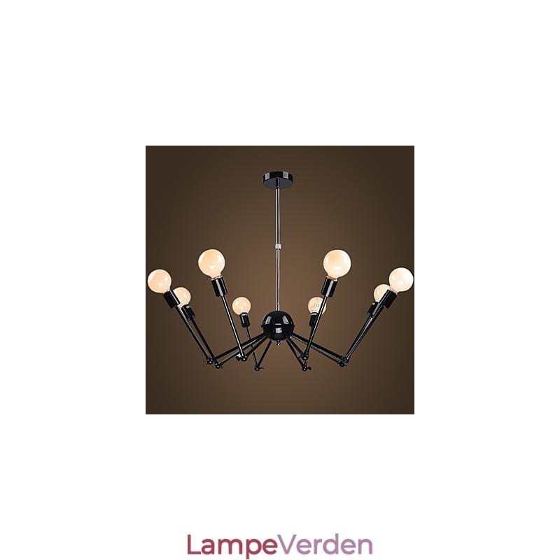American Loft Black Lights Iron Spider lysekrone med 12 hoveder