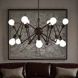 American Loft Black Lights Iron Spider lysekrone med 12 hoveder