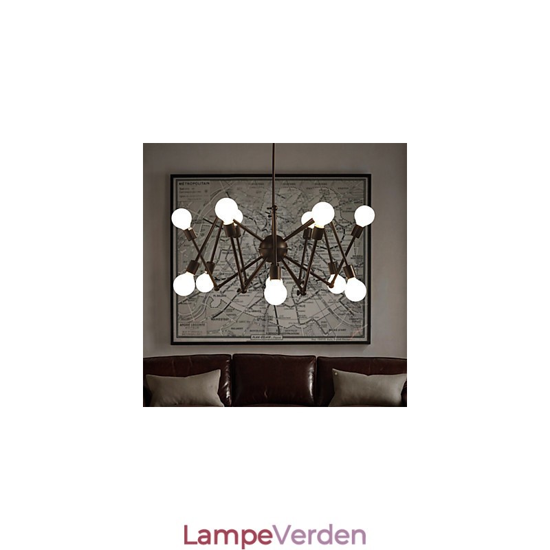 American Loft Black Lights Iron Spider lysekrone med 12 hoveder