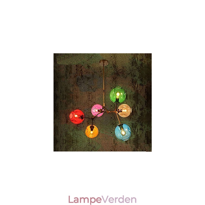 Art Color glaspære vedhæng 6 lys lysekrone