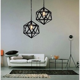 Retro industriel lampe droplight hexahedron kunstnerisk originalitet smedejern Pendel Light