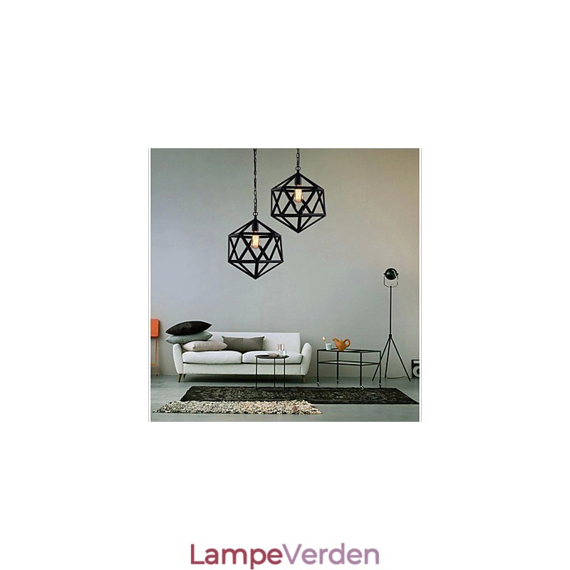 Retro industriel lampe droplight hexahedron kunstnerisk originalitet smedejern Pendel Light