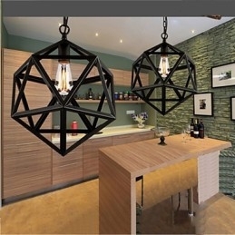 Retro industriel lampe droplight hexahedron kunstnerisk originalitet smedejern Pendel Light