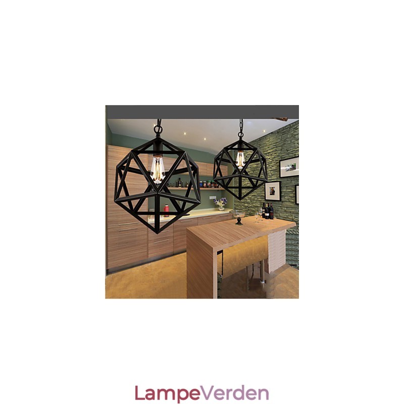 Retro industriel lampe droplight hexahedron kunstnerisk originalitet smedejern Pendel Light