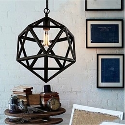 Retro industriel lampe droplight hexahedron kunstnerisk originalitet smedejern Pendel Light