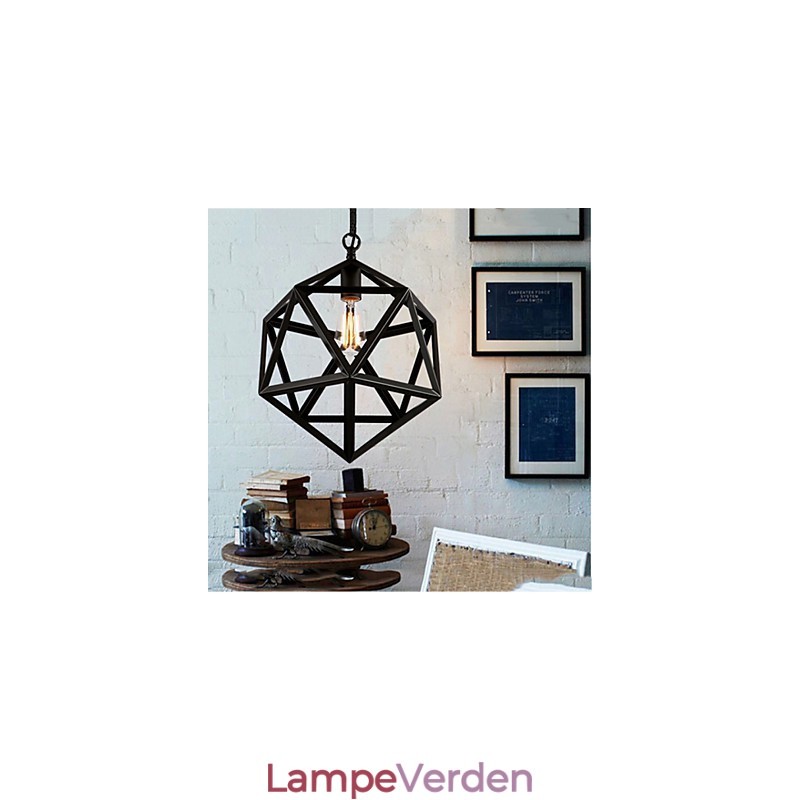 Retro industriel lampe droplight hexahedron kunstnerisk originalitet smedejern Pendel Light