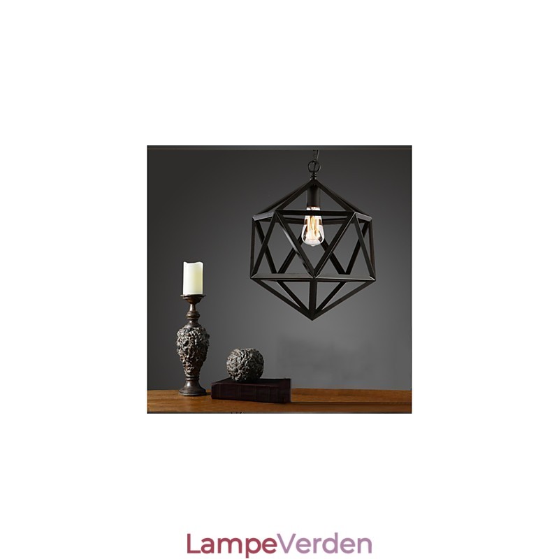 Retro industriel lampe droplight hexahedron kunstnerisk originalitet smedejern Pendel Light