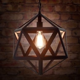 Retro industriel lampe droplight hexahedron kunstnerisk originalitet smedejern Pendel Light