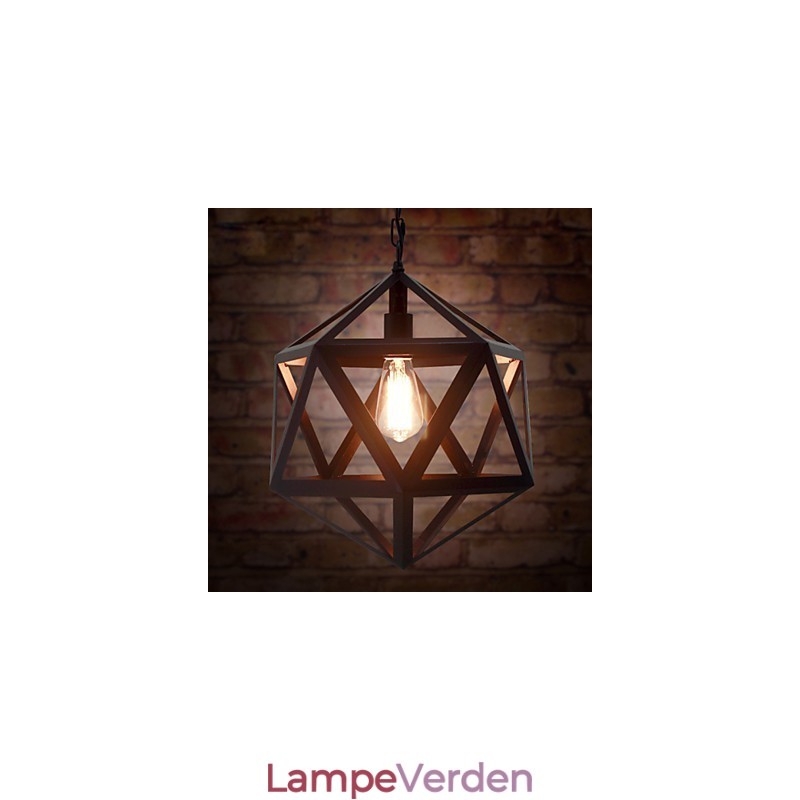 Retro industriel lampe droplight hexahedron kunstnerisk originalitet smedejern Pendel Light