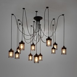 Vintage Edison Multiple Justerbar DIY Loftlampe Lys Pendel Belysning Lysekrone Moderne Chic Industriel Spisestue